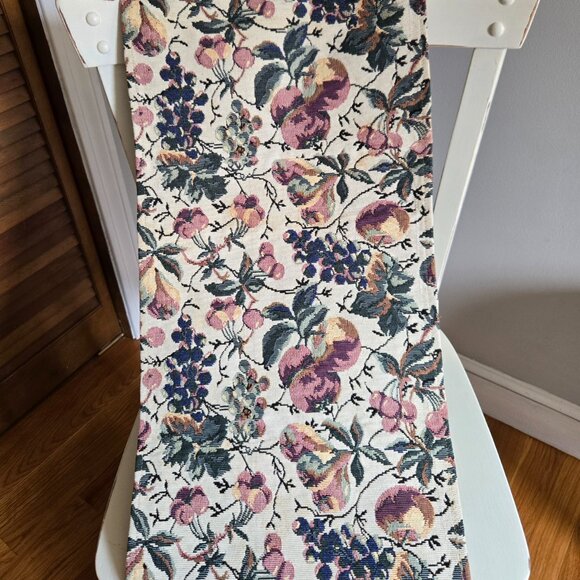 Fruit Tapestry Purple, Rose. Green Cream Floral Table Runner - Picture 5 of 5